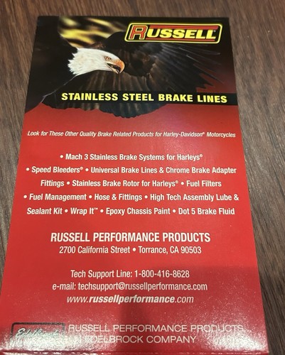 NEW - 46” Russell Street Legal Harley Front Upper Brake Line Kit 95-97 R08761DS - Picture 5 of 10