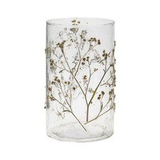 Decorative Dried Floral Glass Vase, 7.75"