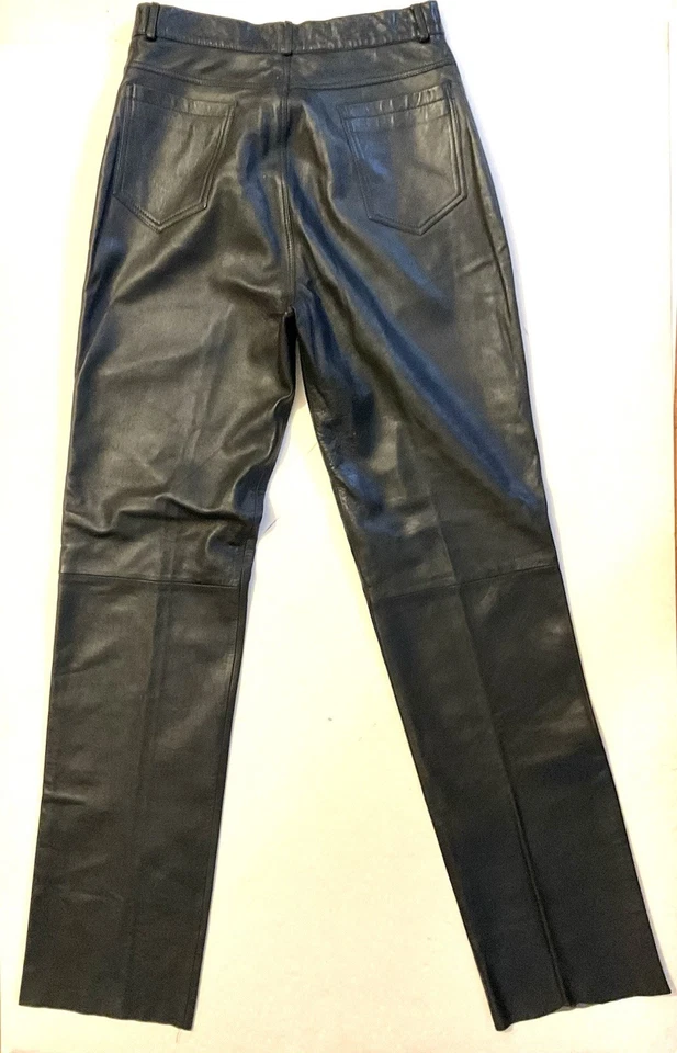 Pantalon En Cuir Noir - Taille 36-Année 80 - Photo 2/4