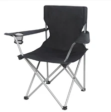 Quad Folding Camp Chair with Cup Holder, Black