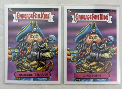 2 Card Lot Garbage Pail Kids Bookworm Treasure Travis 51a Long John 51b