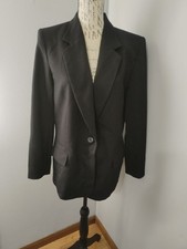 Women's Vintage Y2K Pendleton Black 100 Virgin Wool Blazer Jacket Size 12
