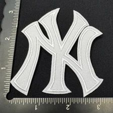 New York Yankees Baseball White Letter Iron on Patch - Size 3" x 3"