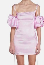 Jacquemus Women Pink Chouchou Puff-Sleeve Satin Minidress Size: 36