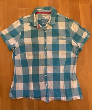 STREET ONE Bluse Kurzarm Türkis Kariert Gr. 36 #18