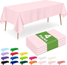 4 Pack Pink Plastic Tablecloth, 54 X 108 Inch Rectangle Table Cloth Disposable,