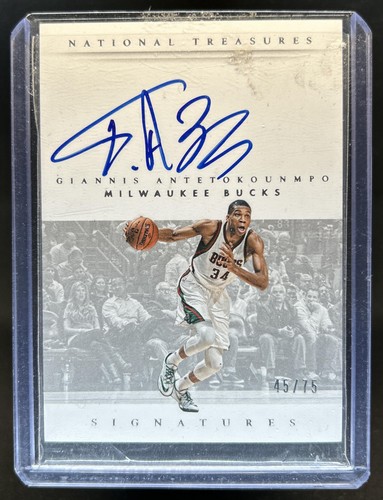 2014-15 Panini National Treasures Giannis Antetokounmpo Signatures Auto #/75