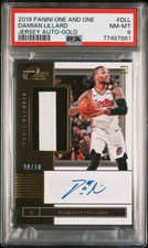 2019 Panini One and One Damian Lillard Jersey Auto Gold #JADLL /10 PSA 8