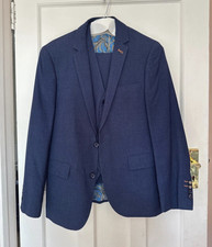 Harry Brown Blue Tweed 3-Piece Suit Regular Fit 32S Jacket 32W Trousers