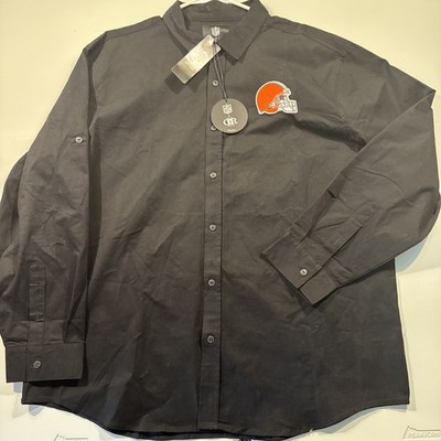 cleveland browns dress shirt Men's Cleveland Browns NFL x Darius Rucker Collection by Fanatics Black  Convertible Twill Long Sleeve Button-Up Shirt