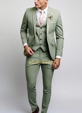 Mens Two Button 3pcs Suits Jacket Pants Vest Slim Wedding Groom Formal Dress New