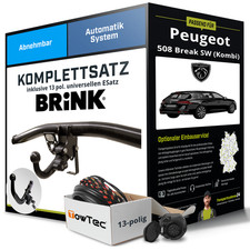 Für PEUGEOT 508 Break SW I 8E Anhängerkupplung abnehmbar +eSatz 13pol uni 11-