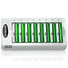 Image of AA Rechargeable Batteries with Charger 8 Slot Smart Battery Charger with 8 Pcs