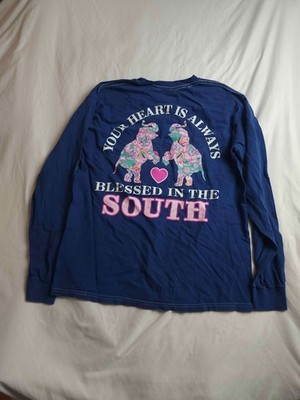 Your Heart Is Always Blessed In The South Shirt M Blue Graphic Tee Benny & Belle