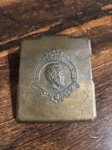 Antique Gustave Fox Co. Brass Clip – Abraham Lincoln Portrait – Cincinnati OH?