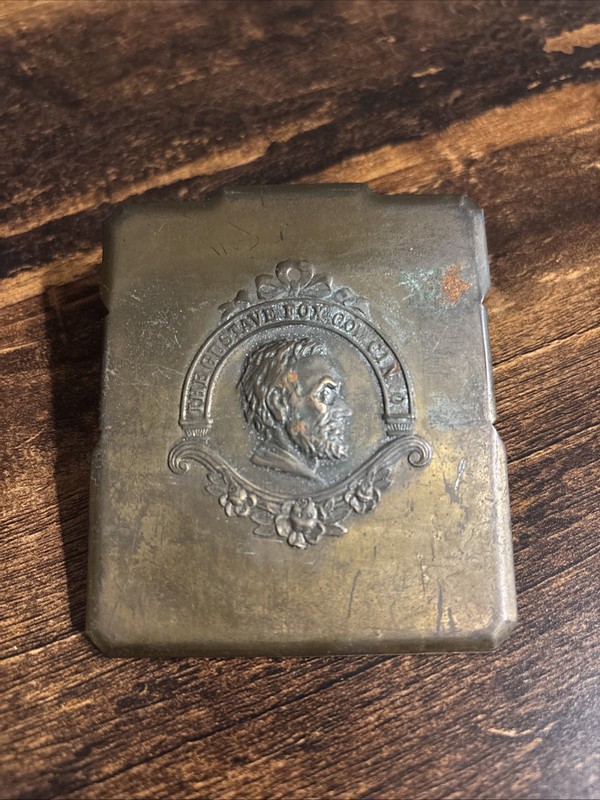 Antique Gustave Fox Co. Brass Clip – Abraham Lincoln Portrait – Cincinnati OH?