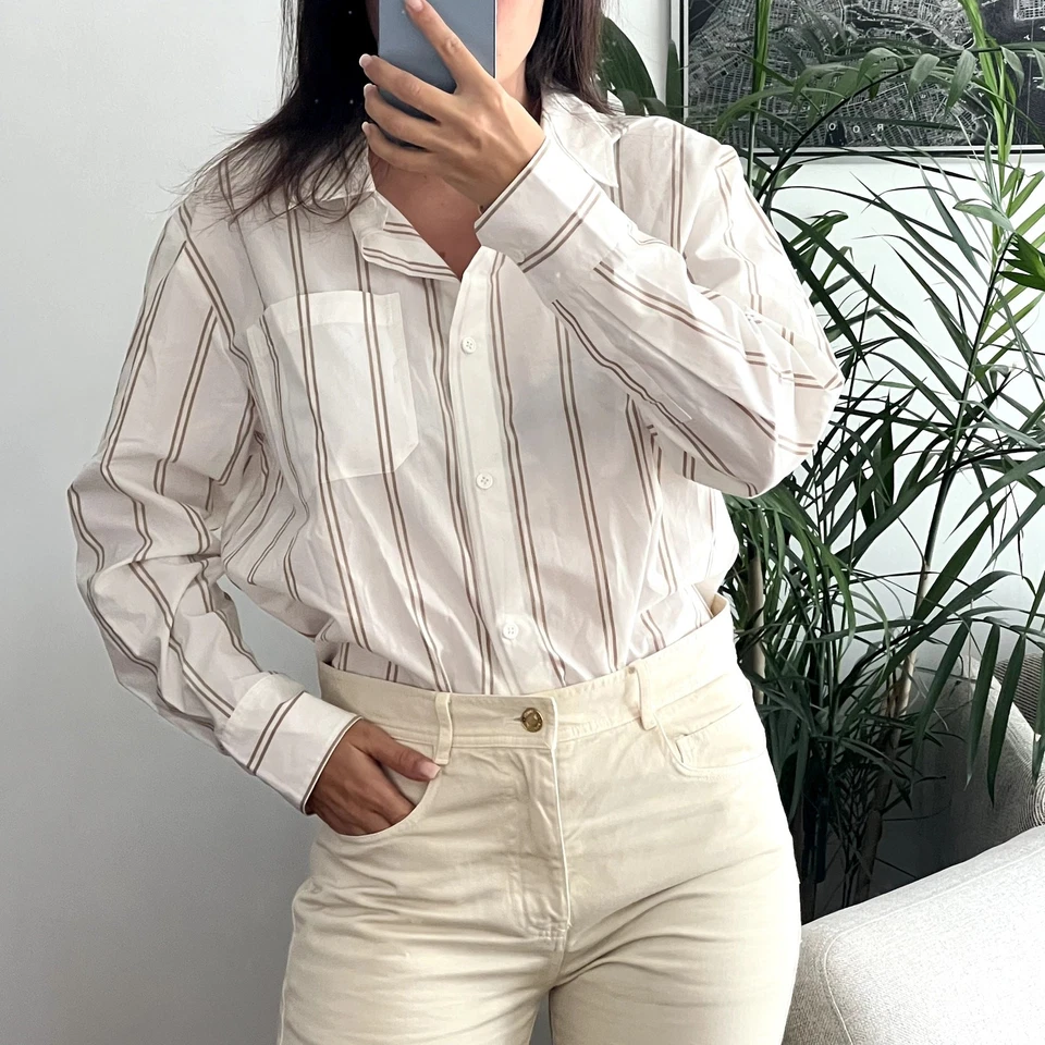 Jenni Kayne The Boyfriend 条纹衬衫 S 码棉质 — 第 2/4 张图片