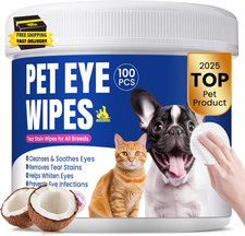 Dog Eye Wipes, Tear Stain Remover for All Dogs  Cats   Hypoallergenic  Deodori