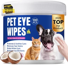 Dog Eye Wipes, Tear Stain Remover for All Dogs & Cats – Hypoallergenic & Deodori