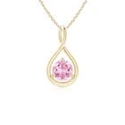 ANGARA 0.45Ctw Round Pink Tourmaline Infinity Twist Pendant Necklace in 14K Gold