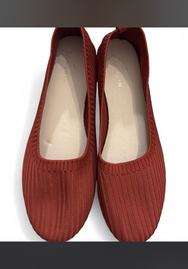 Danskin Ribbed Knit Ballet Flats Vegan Textile Upper Red Women's Size 10