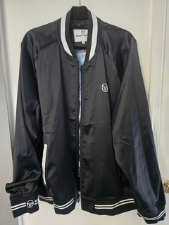 Sergio Tacchini Men's 2XL Big & Tall Black/White Full Zip Varsity Track Jacket
