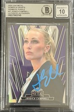 Jessica Campbell Signed 2024 Leaf Metal Women of Sport Purple /12 BAS Auto 10 RC