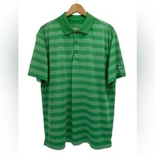 Nike Golf Tour Performance Dri-Fit Green Striped Polo Shirt - Size Large
