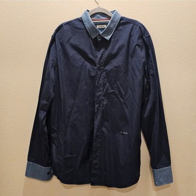 Bikkemberg Long Sleeve Denim Collar Button Down Shirt Size XL