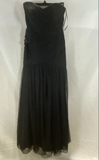 Vera Wang Women's Black Gown Strapless Ruched Tulle Formal Dress Sz 6