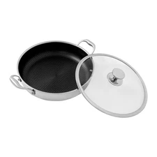 Flat-Bottomed Frying Pan with 2 Handle, Kitchen Round Flat-Bottomed Frying Pan