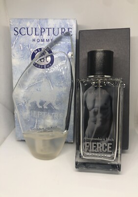 Lot Of 2 Empty PerfumeBottles Abercrombie&Fitch Fierce Sculpture Homme 100ml
