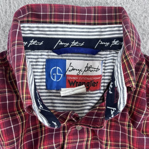 George Strait Wrangler Shirt BOYS Large Plaid Cowboy Cut Long Sleeve Button Down - Picture 4 of 7