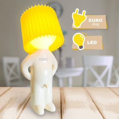 EAXUS  Witzige LED Tischlampe mit Lampenschirm | Nachttischlampe Dekoleuchte  