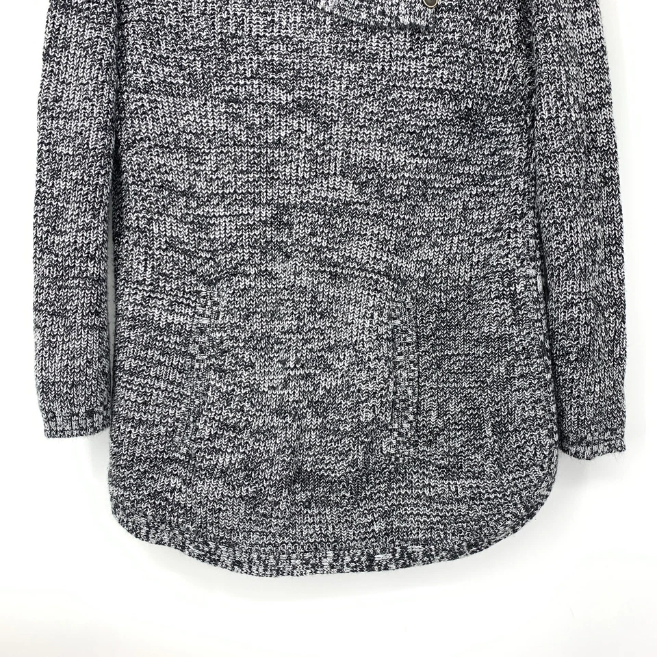 Pulôver Style Co feminino 1X suéter derramado gola capuz cinza preto malha marmorizada - Imagem 3 de 4