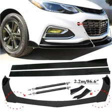 Front Bumper Lip Spoiler+86.6" Side Skirt Body Kit Glossy For Chevrolet Cruze LT