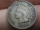 1886 Indian Head Cent Penny, Variety 2, Var 2, T2, Type 2, Fine/VF Details
