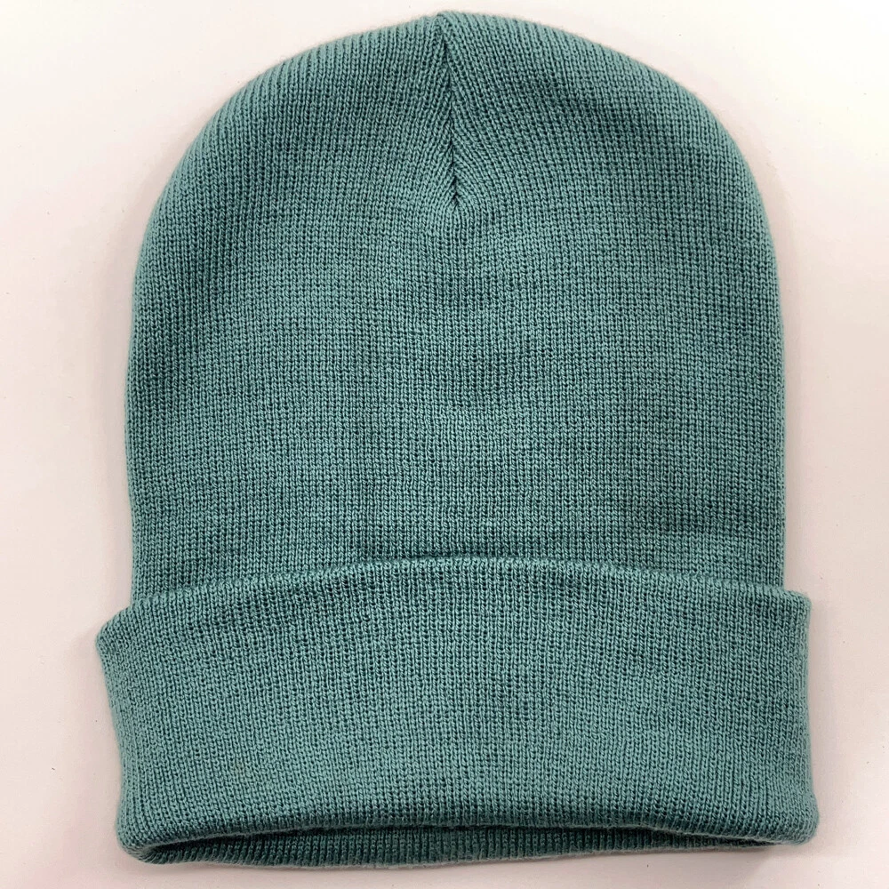 Broner minty wintergreen light green plain winter beanie cuff hat
