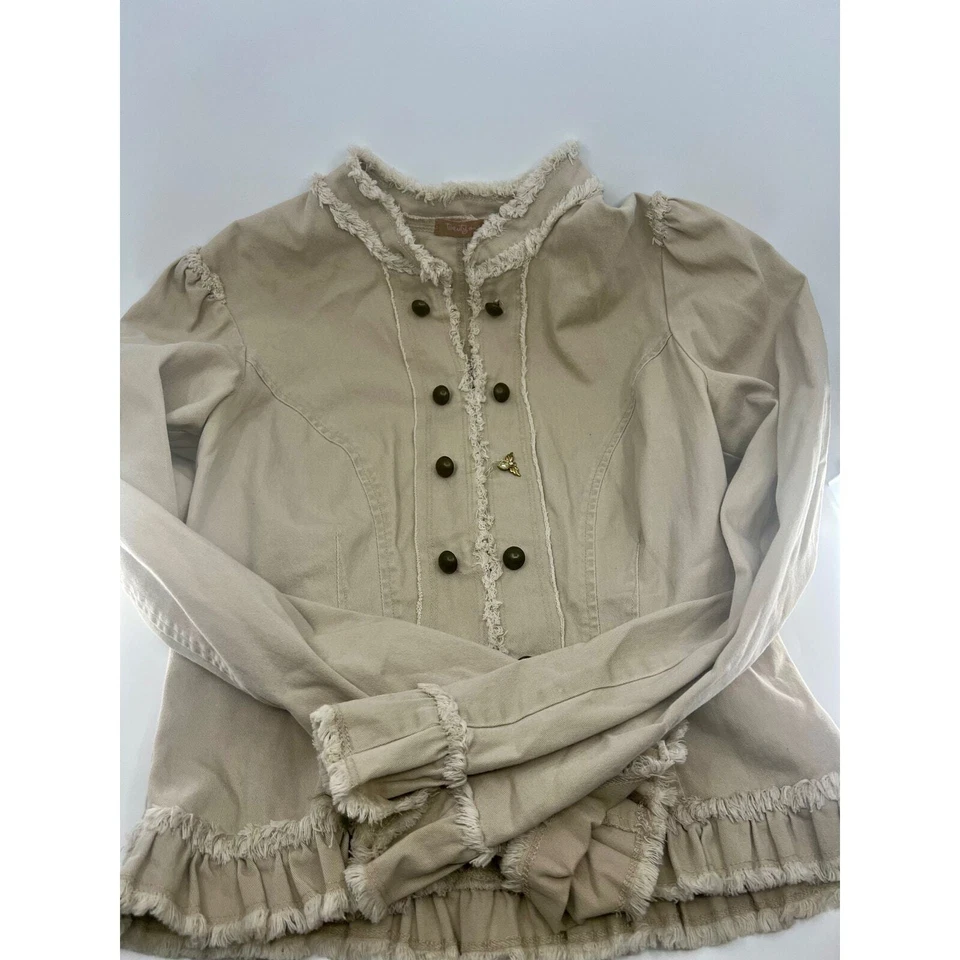 Chaqueta de algodón ligera con botones Cream Twenty One talla grande Foto 2 de 3