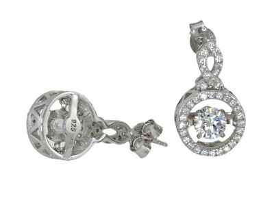 Sterling Silver Float Twinkling Cubic Zirconia Drop Earrings 17.7mm Drop