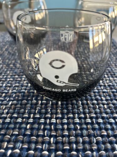 Vintage 70's NFL Chicago Bears Smoke Gray Roly Poly Rocks Glasses (Lot of 5) - Picture 2 of 5