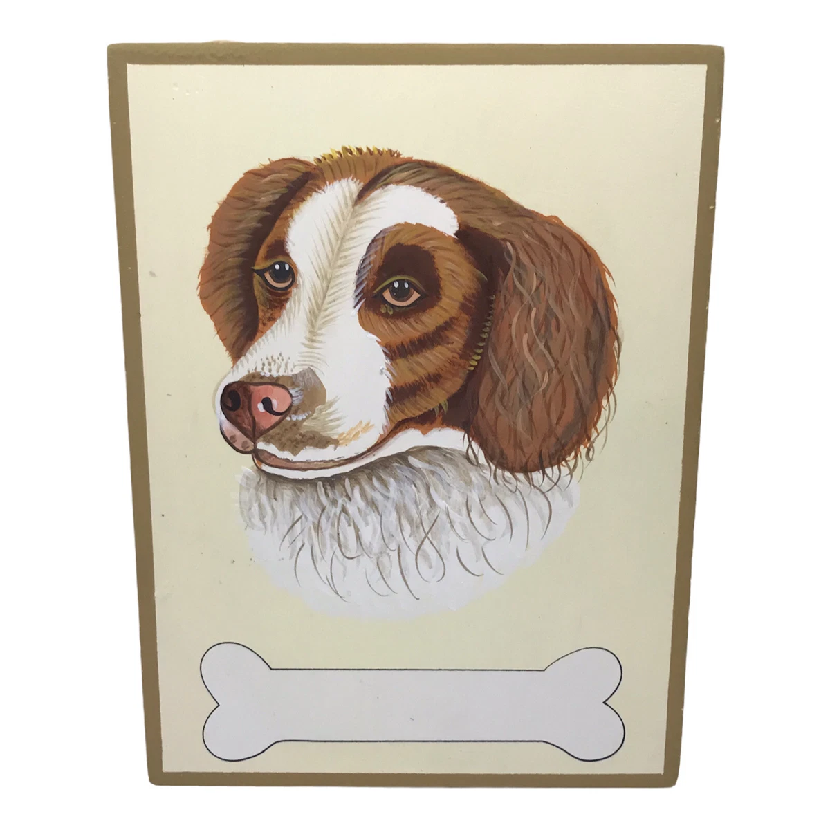 BRITTANY SPANIEL Dog Sign Wood Wall Hanging Plaque Puppy Bone Home Decor 8x6