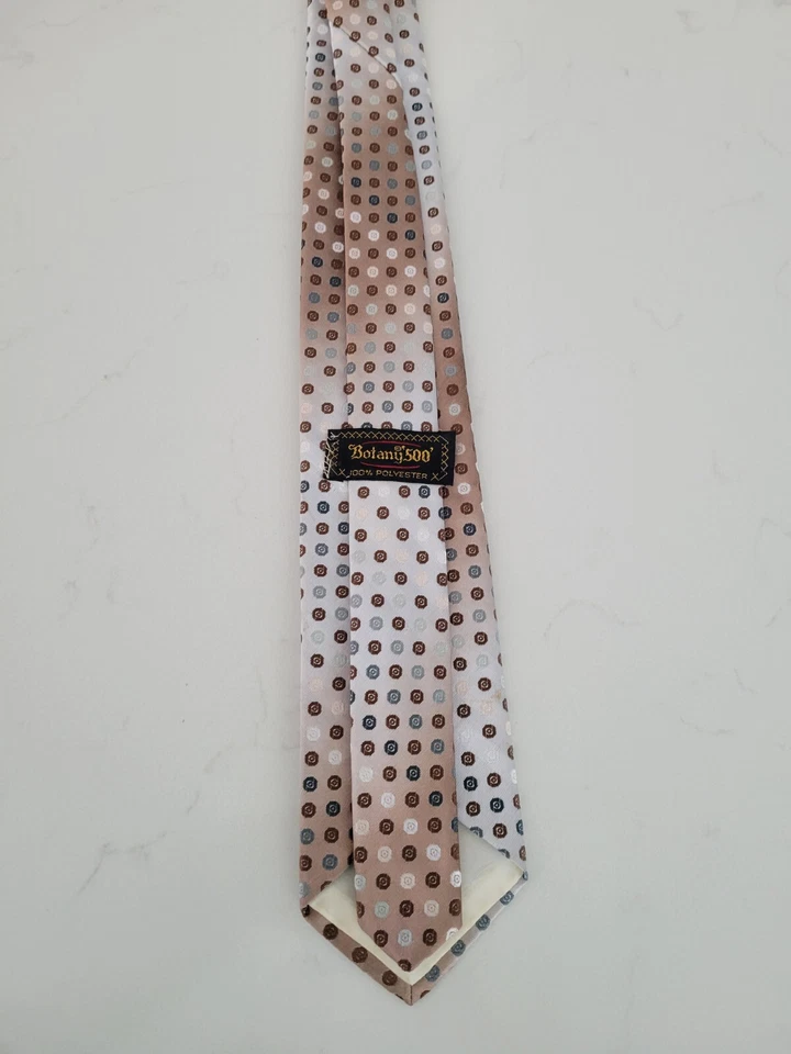 Lot of (2) Botany 500 Polyester Ties - Striped Polka Dotted Geometric - Vintage - Image 4 of 4