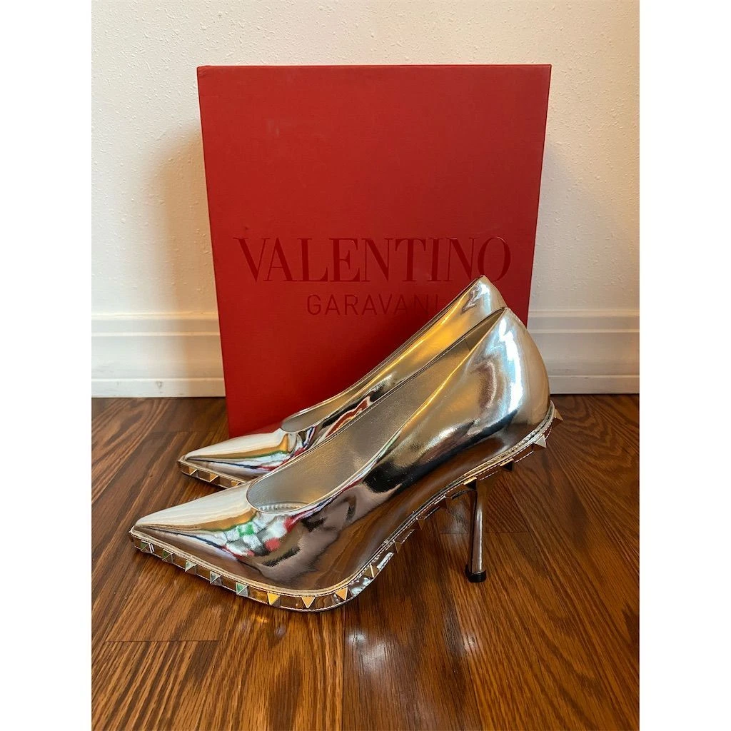 Valentino decolte donna argento Rockstud stiletto taglia 39 9 tacco formale