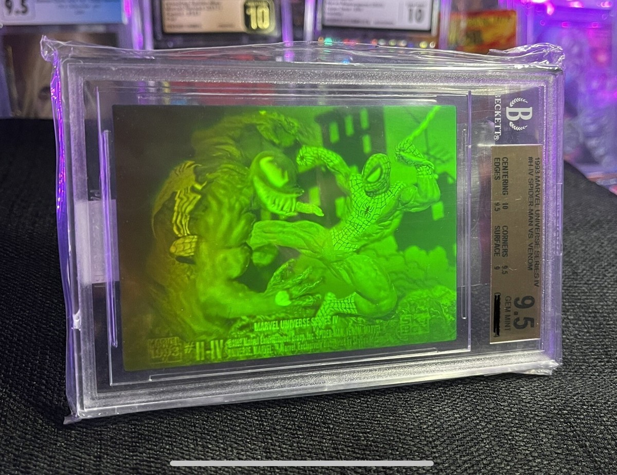 9.5 MINT BCG 1993 Card- Marvel Universe SPIDER-MAN VS VENOM HOLO