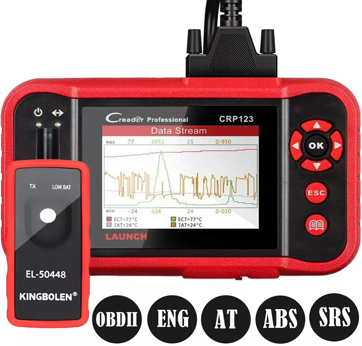 Launch CRP123 OBD2 Scanner Engine/ABS/SRS/Transmission Diagnostic Tools  Full OBDII Code Reader Lifetime Free Update Scan Tool