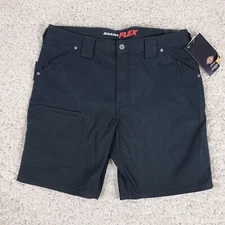 Dickies Shorts Womens 16 x 33 Black Flex DuraTech Straight Water Oil Repellent