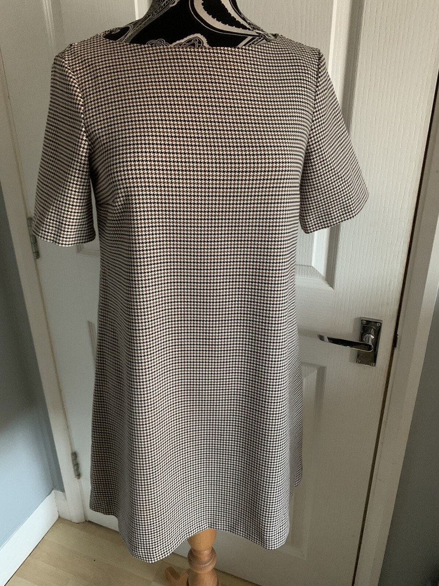 NWOT Zara Woman Houndstooth Shift Dress Size XS 10 UK