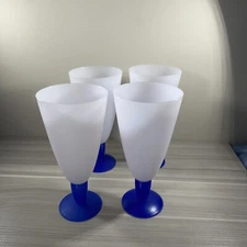 Tupperware Impressions Stemmed Goblets Set of 4 Blue Stems Parfait Sundae New! 