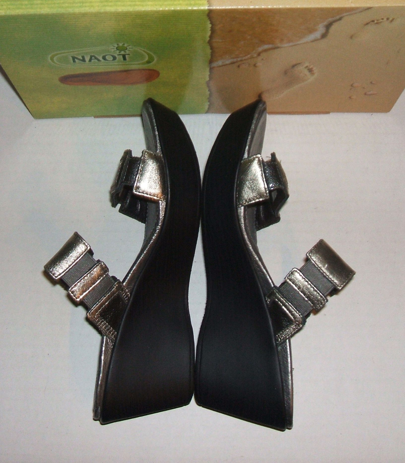 NAOT Women's TREASURE Pewter Leather Wedge Dress Dress Dress Sandals Slides 37 L 6 US MINT a5c016 NAOT Women's TREASURE Pewter Leather Wedge Dress Dress Dress Sandals Slides 37 L 6 US MINT a5c016